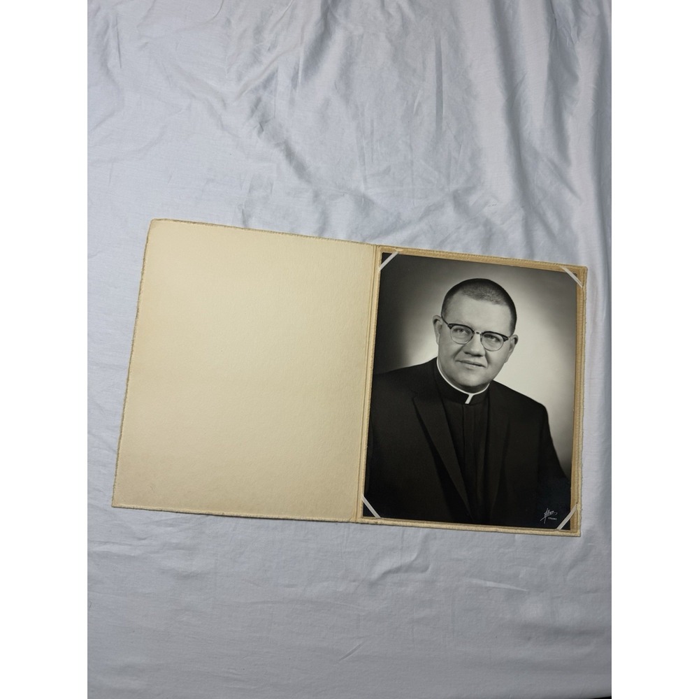 Vintage 8x10 Religious Figure Portrait Preacher Father Uniform Allen Studios B&W